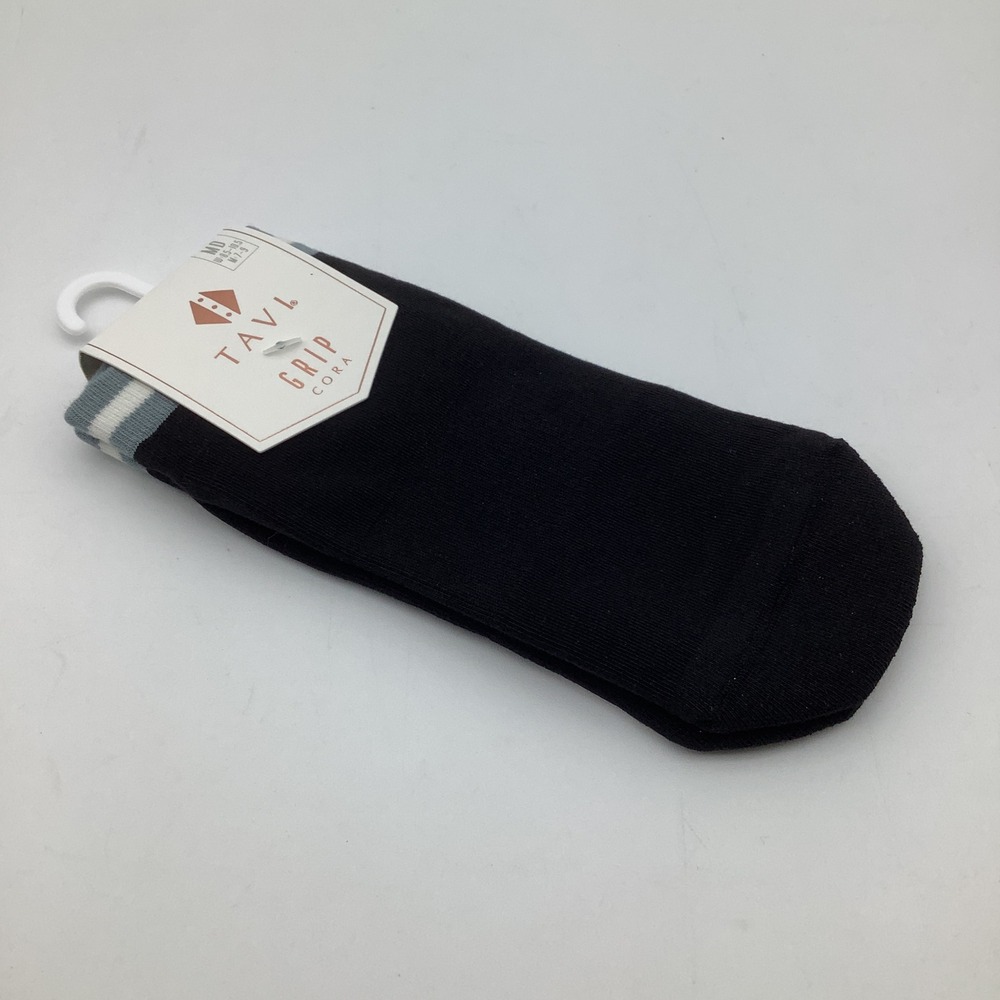 Tavi Grip Cora‎ Socks Ebony Mirage Stripe Black Pilates Yoga Size Medium NWT